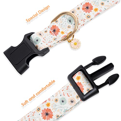 Faygarsle Cotton Designer Dogs Collar Cute Flower Dog Collars For Girl Female Small Medium Large Dogs With Flower Charms L #TOP4