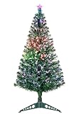 5FT Fiber Optic Green Christmas Tree Artificial Tree with Stand,Pre-lit Full Xmas Tree...