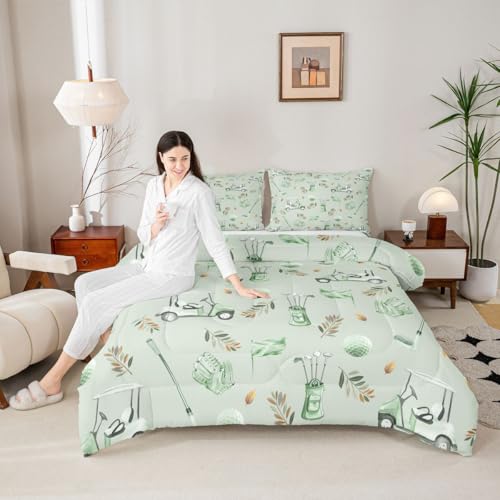 Image of Feelyou Green Golf Comforter Set Queen Size 3 Pcs Kids Boys Girls