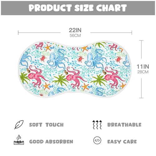 xigua Colorful Octopuses Muslin Baby Burp Cloths Set of 4, Super Soft & Absorbent Burping Rags, Cotton Burp Clothes Shower Gift for Newborn, Baby Girls and Boys4