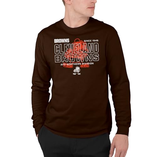 Junk Food NFL - Unisex Adult Long Sleeve Fan Tee - Cleveland Browns Modern Outline - Officially Licensed - Dark Brown - Small
