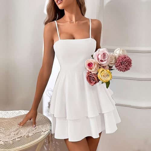 Image of Women's Spaghetti Strap Backless Bow Mini Dress Club Night Out Cocktail Dresses