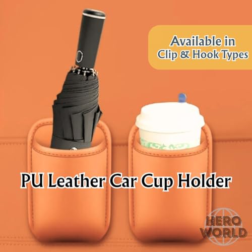 Portavasos de PU para puerta de carro tipo gancho o clip gris miniatura 2