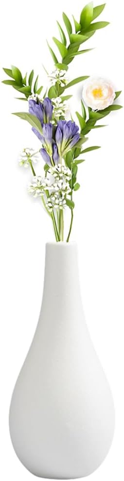 6.5Inch White Small Ceramic Bud Flower Vases Mini Narrow Neck Decorative Floral Vases Table Centerpiece for Home Decor Wedding Party Decorations