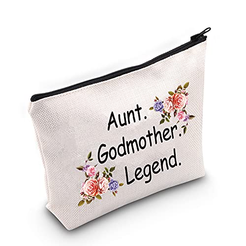 LEVLO Godmother Aunt Makeup Bags Godmother Gifts Aunt Godmother Legend from Godchild Baptism Christening Gift, Aunt Godmother Legend