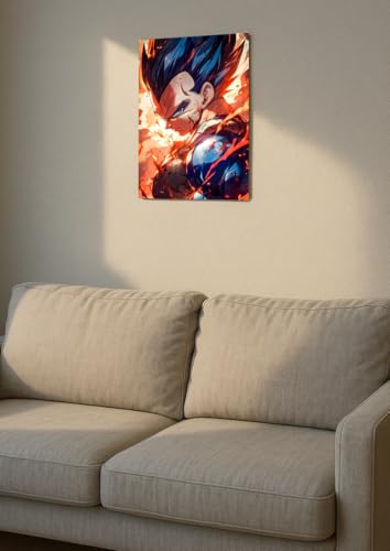 Image of NIJUKA Anime Printed A4 Size Metal sheet Poster For Home And Room Decoration | For Anime Art Fans Boys And Girls (Serious Mood Vegeta)
