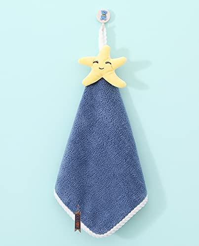 Image of Super Soft Cute Hanging Hand Towel for Kitchen and Bathroom | Ultra Absorbent Thick Coral Velvet Hand Towels with Hanging Loop Fast Drying Microfiber 38 inchx25 (Pack of 2)