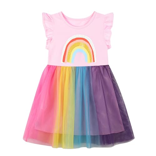 HILEELANG Little Girl Short Sleeve Dress Easter Cotton Casual Applique Tunic Shirt Dresses2