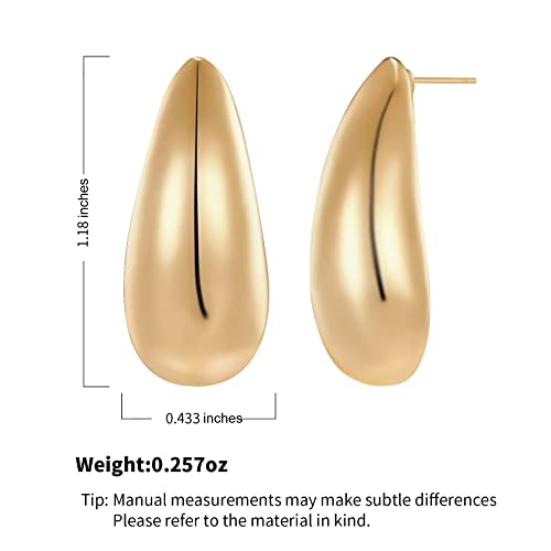 2 Pairs Earrings Dupes Chunky Gold Hoop Earrings For Women Girls,18K Gold Lightweight Hollow Open Hoops Waterdrop Teardrop Earrings Tear Drop Earrings Dupes Fashion Jewelry Gift #TOP4