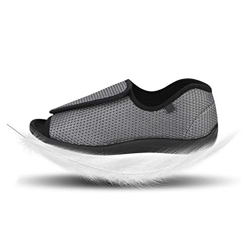 IBLUELOVER - Pantuflas diabéticas para hombres y mujeres, de espuma viscoelástica, zapatillas ajustables, cierre de velcro, sandalias, pies anchos abiertos, zapatillas para ancianos