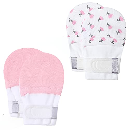 HAPIU Baby No Scratch Mittens Stay On, 100% Cotton Breathable, Ad...