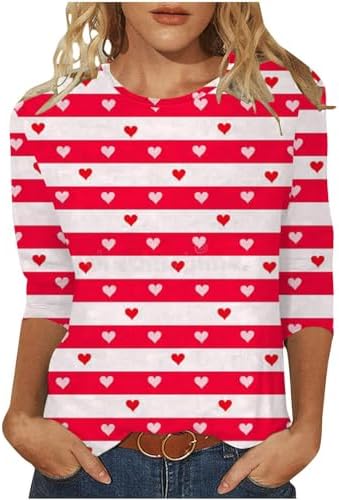 Valentines Shirts for Women Valentine Day Tops Outfit Heart Clothes Tshirts Valentine's Clothing Ladies Plus Size Cute Blouse