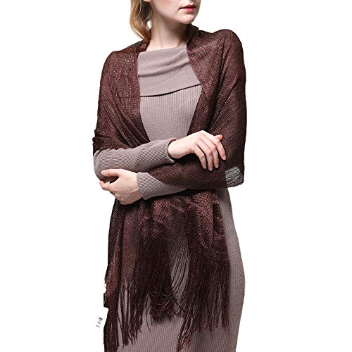 Women's Wedding Evening Shawl and Wrap Glitter Metallic Party Dresses Scarf with Fringe2