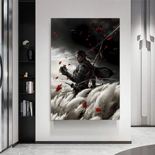 Póster de Samurai Japonés Ghost of Tsushima Pintura Decorativa Lienzo Arte de Pared Salón Póster Dormitorio Pintura, Arte de Pared Impresión de Imagen Moderna Decoración de Habitación Familiar 24 x 36