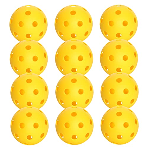 Plarrow Sports Indoor Pickleball Balls Set Of 12 With Mesh Bag - Durable Yellow Balls With Nice Bounce - 26 Holes & Specifically Designed For Indoor Courts - Meets Usapa Standards #TOP20