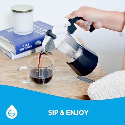 Image of GROSCHE Milano Stovetop Espresso Maker Moka Pot Cuban Coffee Maker Stovetop Coffee Maker Moka Italian Greca Brewer Percolator | 6 Espresso Cup, Tuxedo