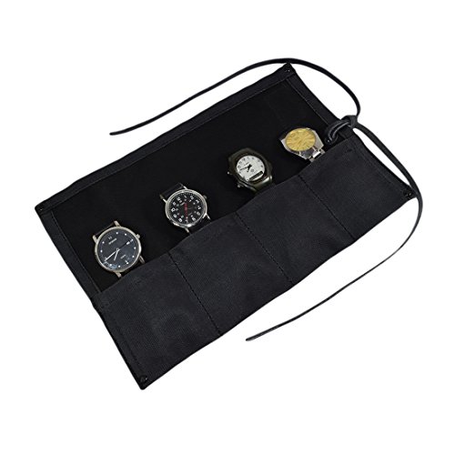 Hide & Drink Waxed Canvas Travel Watch Roll Organizer Holds Up to 4