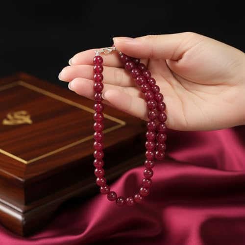 Collier de perles de quartz rubis véritable, création artisanale d'exception