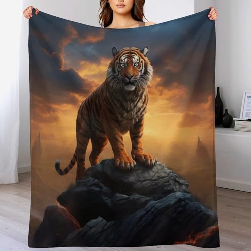 Manta de tigre mullida de 180x200 cm para noches de cine en el sofá 2