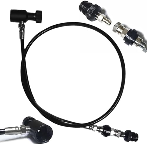 yeeplant 37 Inch Paintball Remote Line with Slide Check, Nickel-Plated Copper, Compatible with ASA Adapter - Flexible for Co2 and Compressed Air