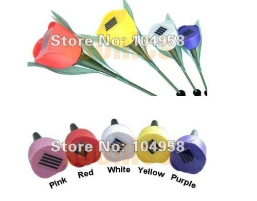 Worldoor® Newly-Designed 4Pcs Outdoor Yard Garden Path Way Solar Power Led Tulip Landscape Flower Lamp Lights Romantic Decoration #TOP6