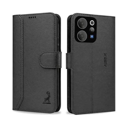 Image of AIBEX Compatible for Vivo V70 5G / Vivo V70 Elite 5G Flip Cover Leather Finish | Inside TPU with Card Pockets | Wallet Stand | Complete Protection Flip Case Black
