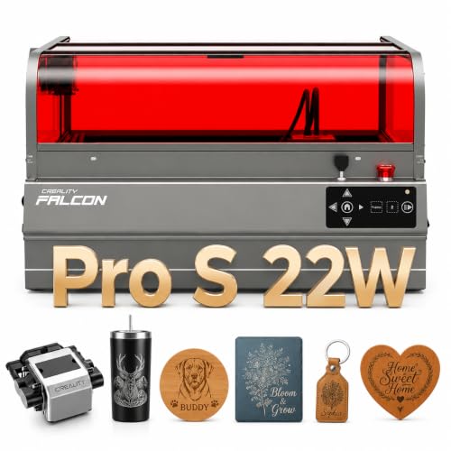 Creality Falcon 2 Pro S 22 Laser Engraver with Air Assist 22W Enclosed Laser Engraver and Cutter Machine Camera Visual Assistance Laser Engraving Machine for Wood Metal Gifts Batch Process