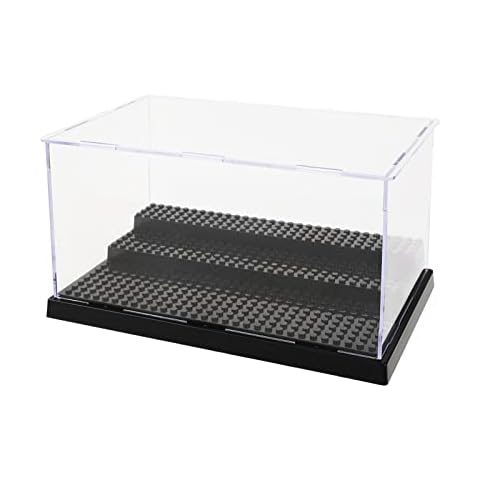 PetHot Acrylic Display Case Three Tier Display Box for Assembled Building Blocks Lego Display Case Perspex Dustproof Storage Box for Lego Lovers 25.5 x 15.3 x 13.9cm Cover