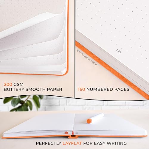 Image of NEORAH - B5 - ART JOURNAL | 200Gsm Dotgrid Notebook |160 Pages(25.0 x 17.5 cm) | Lay Flat |Hard Cover Bullet - Journal | 3 Bookmarks |Elastic Closure| Inner Back Pocket | Ideal-Bujo,Painting (ORANGE)