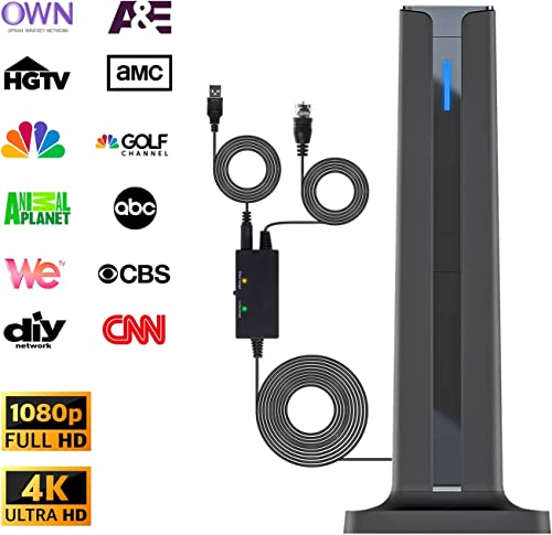 Antier Amplified Indoor Digital Tv Antenna – Best Powerful Amplifier, Signal Booster & Has Up To 400+ Miles Range, Support 8K 4K Full Hd Smart And Older Tvs With 16Ft Coaxial Cable [2023 Release] #TOP1