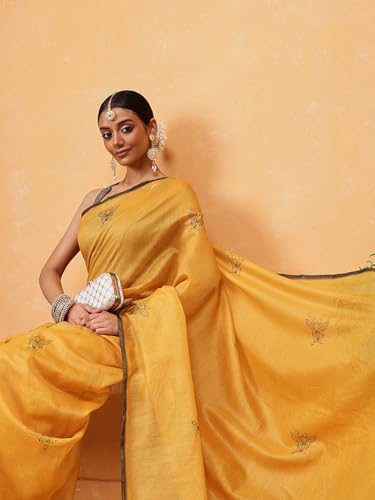 Image of Amazon Brand - Anarva Pattu Art Silk Woven Ready To Wear Saree Pink