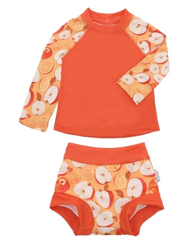 Image of ALVA 2 Pcs Long Sleeve Rash Guard Swim Diaper Sets, Baby Toddler Swimsuit UPF 50+ Sun Protection for Boy and Girl