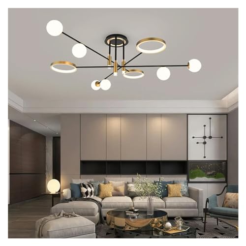 Lustre LED moderne pour salon sombre avec lampes suspendues dorées