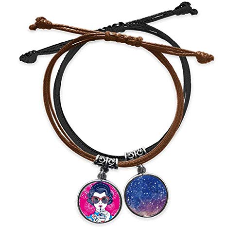 Pulsera roja de cuero estilo oriental para looks diarios de mujer