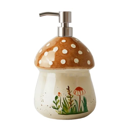 Colias Wing Retro Mushroom Soap Dispenser with Plastic Pump Refillable Lotion Soap Bottle Lotion Bottle Hand Soap Dispenser Home Decoration