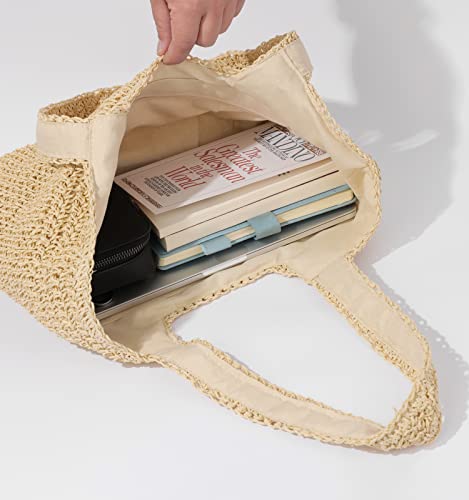 Beach Bags for Women - Summer Soft Large Woven Shoulder Purse Handbag, Beach Tote Straw Bag for Summer Vacation3