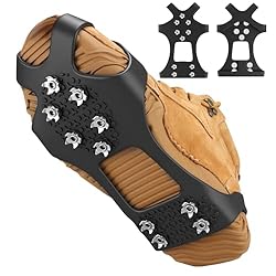 Crampones para Botas de montaña, crampones de Hiel...: Los crampones utilizan materiales de alta calidad: acero inoxidable 403 de alta calidad, más duradero que el acero inoxidable ordinario en el mercado, sin deformación, material de goma de silicona, tanto la dureza como la resistencia de los neumático...
