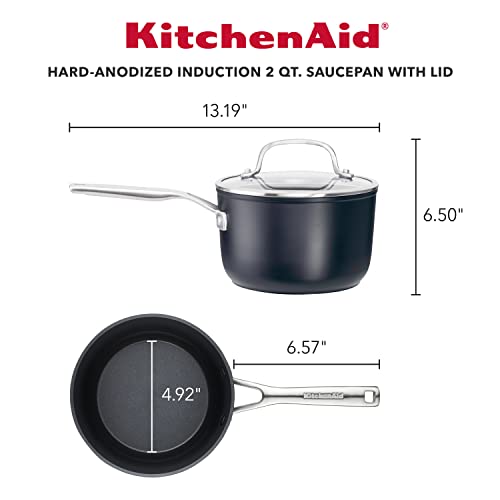 Image of KitchenAid Hard-Anodized Induction Sauce Pan with Lid, 2-Quart Saucepan