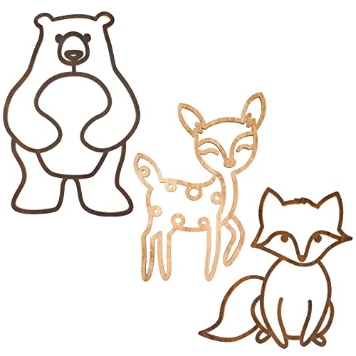 Image of Yulejo Nursery Wall Decor 3 Pieces Jungle Theme Nursery Decor Wooden Animal Wall Decor Woodland Safari Wall Decor with Glue Points for Bedroom Decor (Deer, Bear, Fox)
