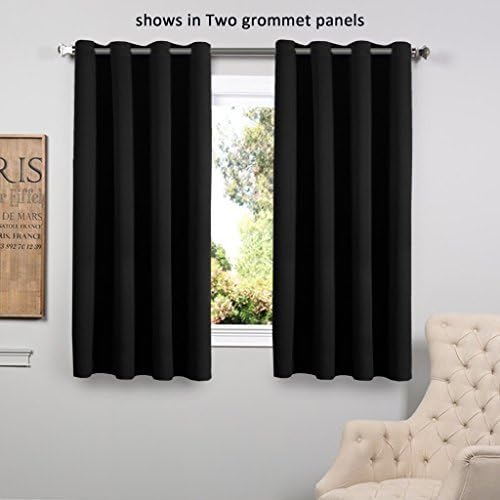 Flamingo P Blackout Curtain for Bedroom/Living Room Thermal Insulated Energy Efficient Window Treatment Curtain Drapes Draperies Soft Thick Smooth Room Darkening Single Panel 52" W x 63" L, Black