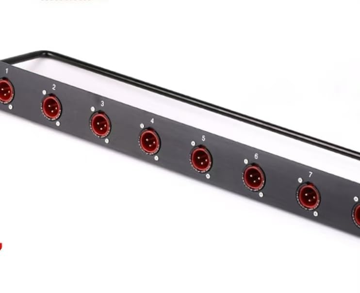 WENWENLEE Rack Patch Panel 8 12 16 Way XLR Male Canon Connector 1U Speaker Mount for Professional Speaker Audio Cable DJ Mixer(1U-16D)