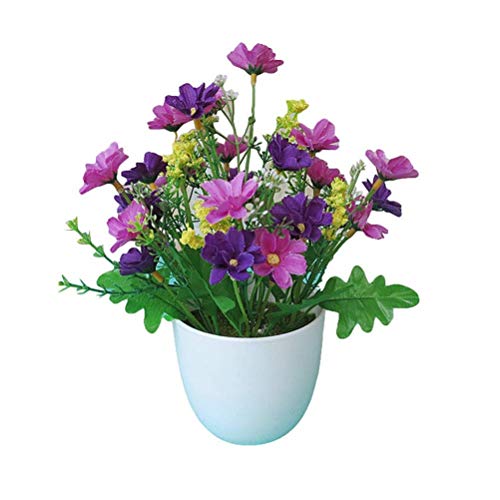 SuperglockT Kunstblumen im Topf Kunstliche Orchidee Seidenblumen Kunstbonsai Baum Kunstbaum Mini Kunstpflanzen Zimmerpflanzen Hochzeit Deko (Lila)