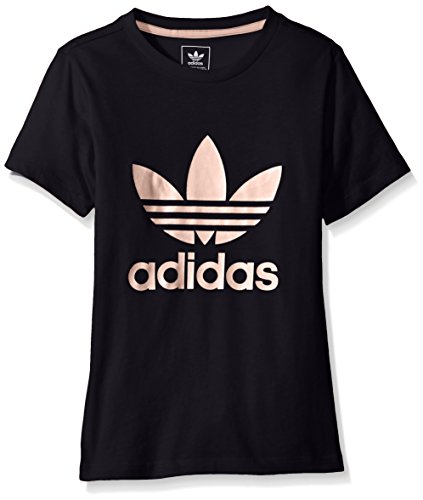 adidas Originals Tops Big Girls' Short Sleeve Trefoil Tee, Legend Ink/Haze Coral, XX-Small