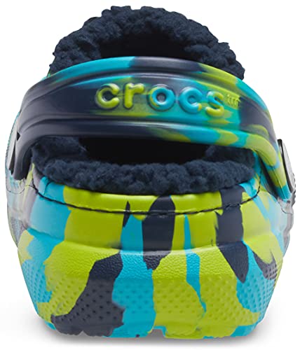 Crocs Unisex Child Kids' Classic Marbled Tie Dye Lined | Kids' Slippers Clog, Navy/Multi, 11 Little Kid Us #TOP1