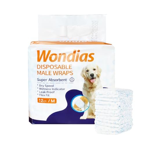 Ckinpet ペット用オムツ 犬用おむつ 男の子オムツ 6層構造 12時間超吸収 おしっこお知らせライン付きモレ防止ギャザー マナーベルト マナーパンツ 長時間吸水 犬柄(M, 72, 枚)