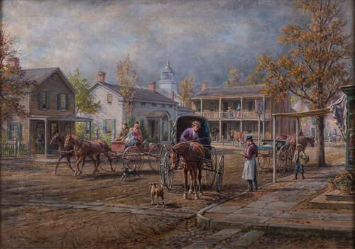 ARToPHIIU Pared Arte Cuadro Artistica Imagen Lienzo Famosa Pintura Reproducción Calle del pueblo de Edward Lamson Henry para Decoración de Paredes 60x90cm