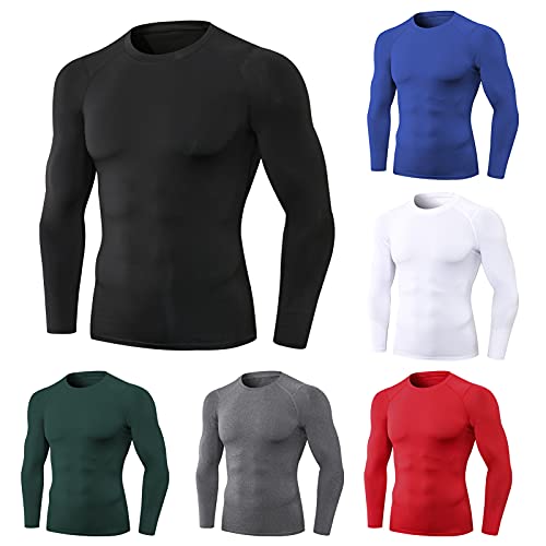 Camisa Esportiva Masculina,KKcare Camisa esportiva masculina manga longa O pescoço elástico slim fit
