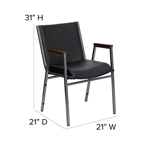 Flash Furniture Hercules Series Heavy Duty Black Vinyl Stack Chair With Arms And Ganging Bracket #TOP2