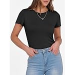 ANRABESS Women Short Sleeve Crewneck Ribbed Knit Slim Fitted Shirts Summer Tops Basic Tee T-Shirt Undershirt 2025 Clothes - Image 2