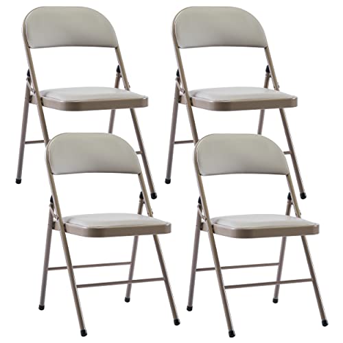 LeChamp Lot de 4 chaises pliantes en polyuréthane avec cadre